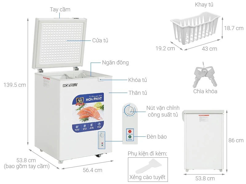 Tủ bảo quản 1 ngăn đông Hòa Phát 107L HPF-AD6107